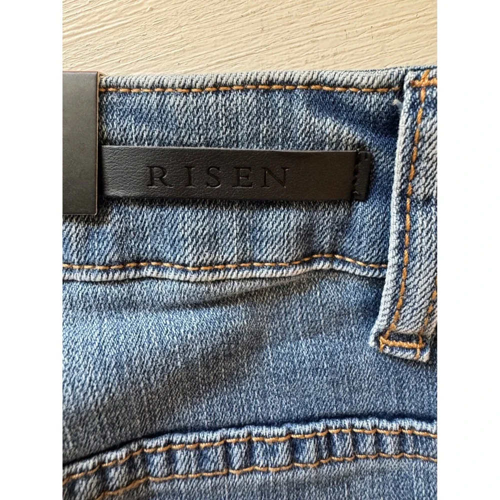 RISEN Women 3XL High Waist Distressed Denim Cut Off Long Jean Shorts NWT